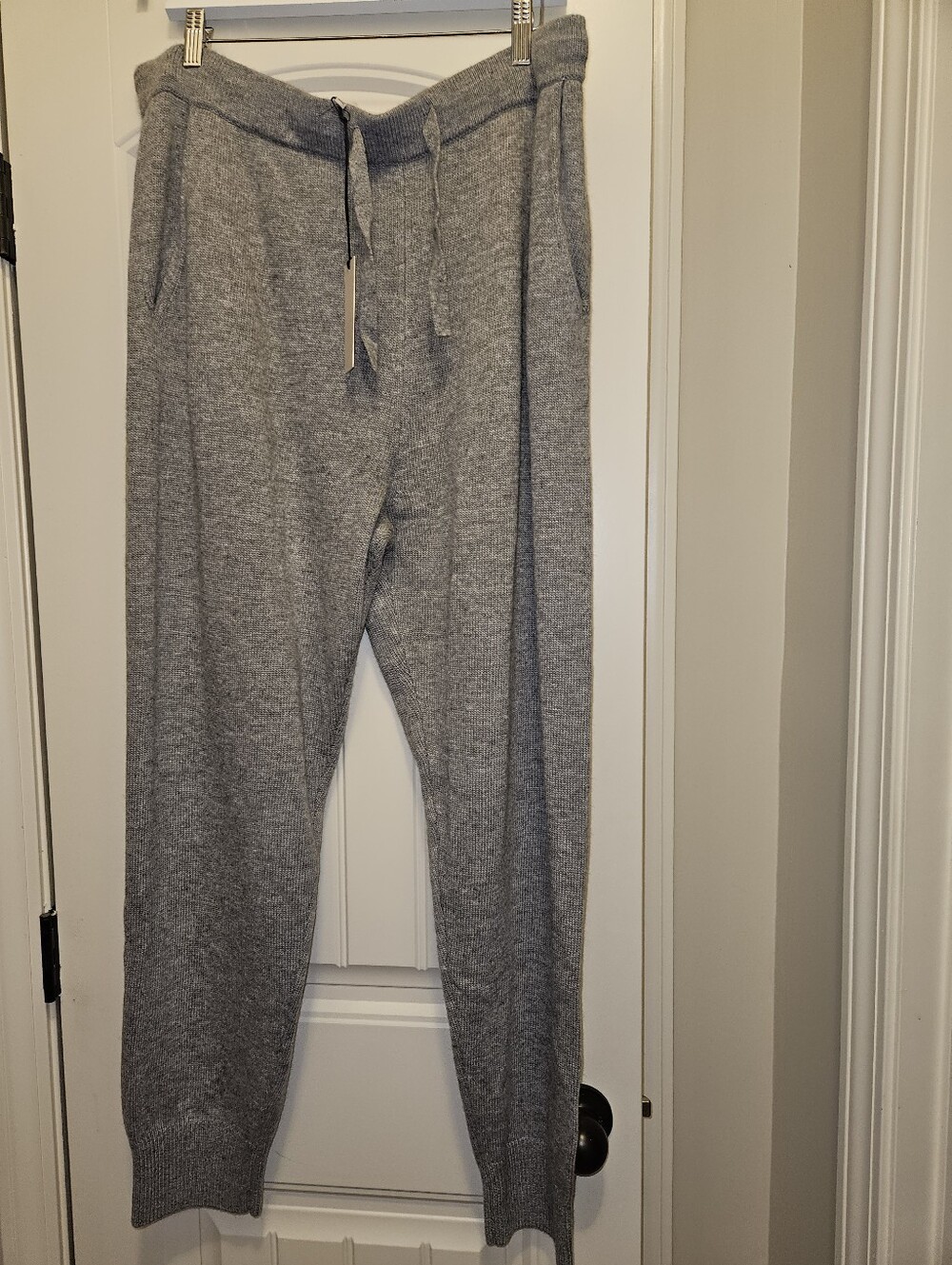 NWT Womens Martha Stewart Gray Wool,silk And Cashmere Knit Drawstring Pants Xl